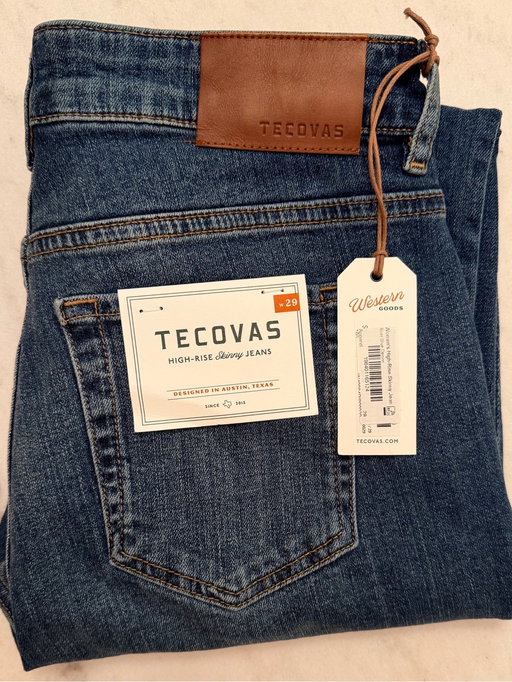 NWT Tecovas Women's High-Rise Dark Blue Denim Jeans